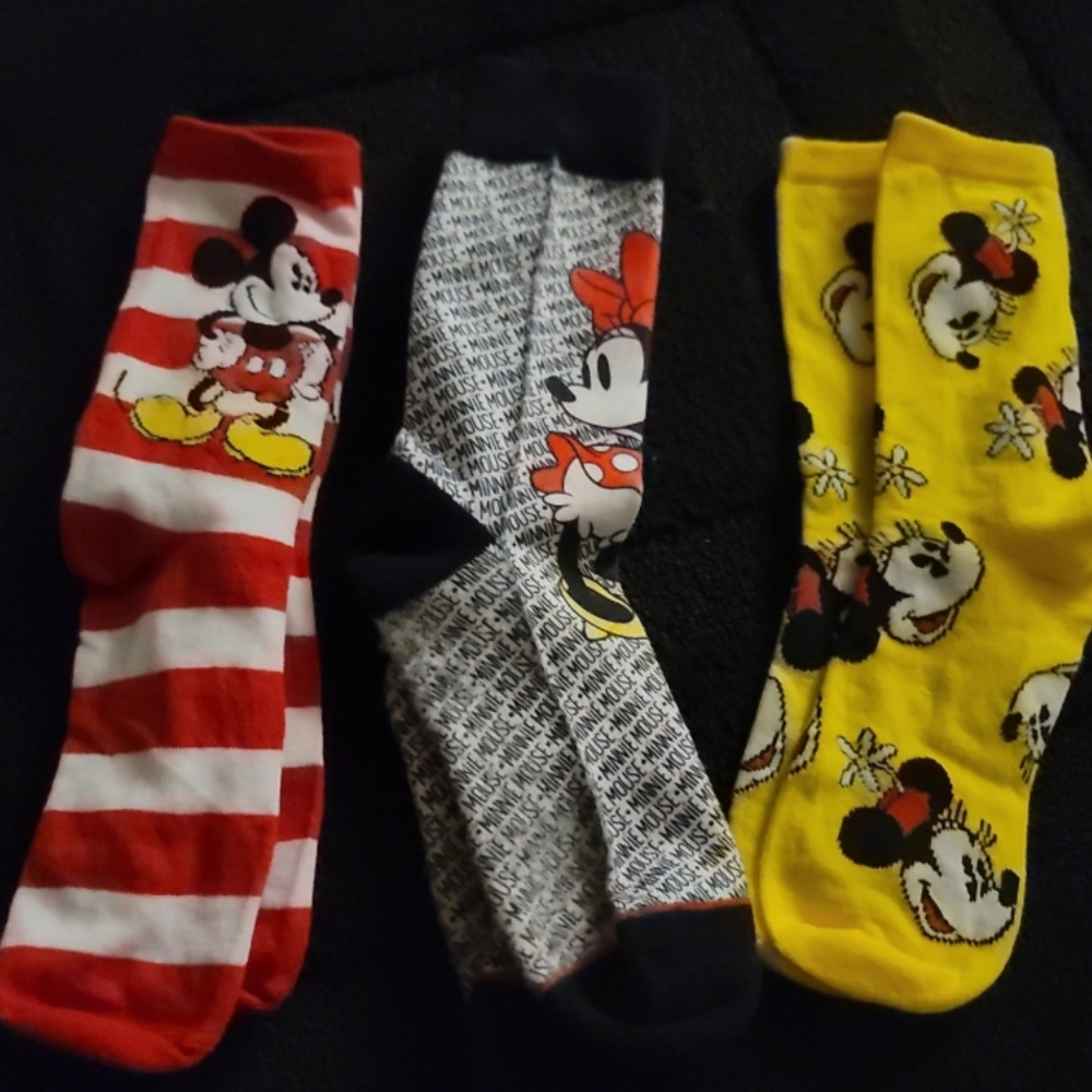 Disney Mickey and Minnie Mouse Colorful Sock Trio